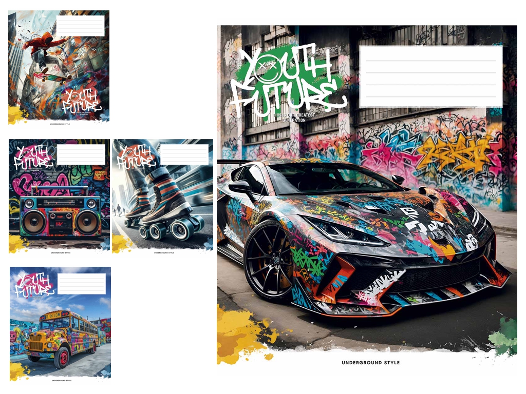 Зошит у лінію 48 аркушів, Night racers, 5 видів, Школярик 048-3552L (ціна за 1шт)