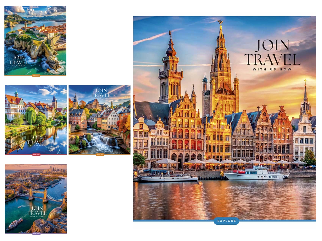 Зошит у клітинку Join Travel, 60 аркушів, УФ-лак, 5 видів, Школярик 060-3680K (ціна за 1шт)