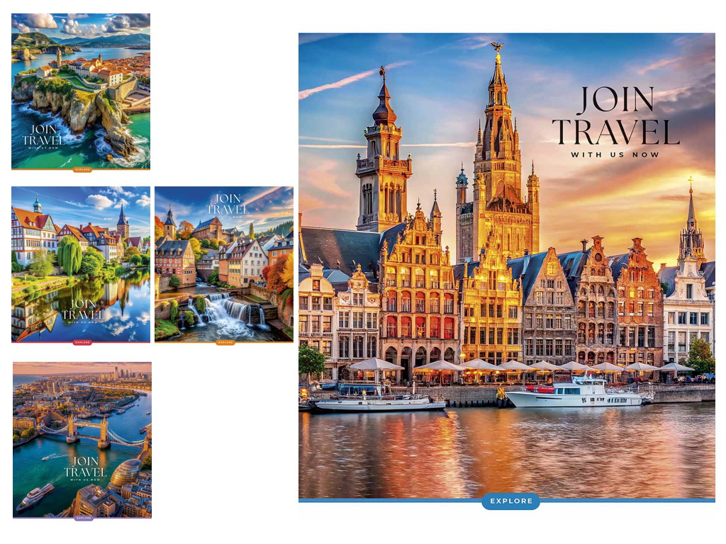 Зошит у лінію 096-3680L Join Travel 96 аркушів, УФ-лак, 5 видів (ціна за 1шт), Школярик