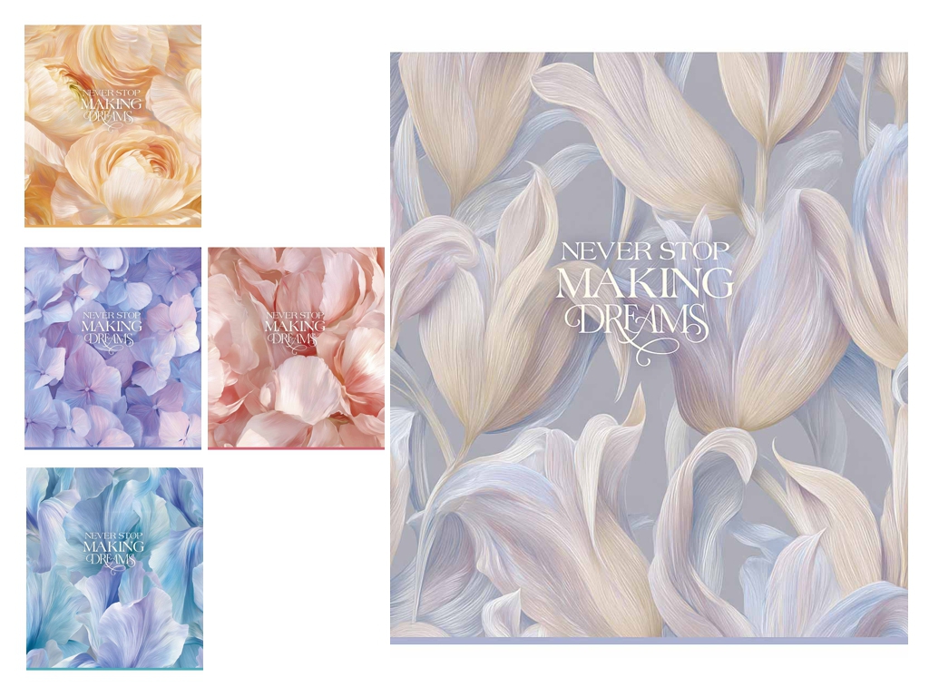 Зошит загальний у клітинку Star Flower Patterns 096-3752K, 96 аркушів, мікс, ціна за 1шт