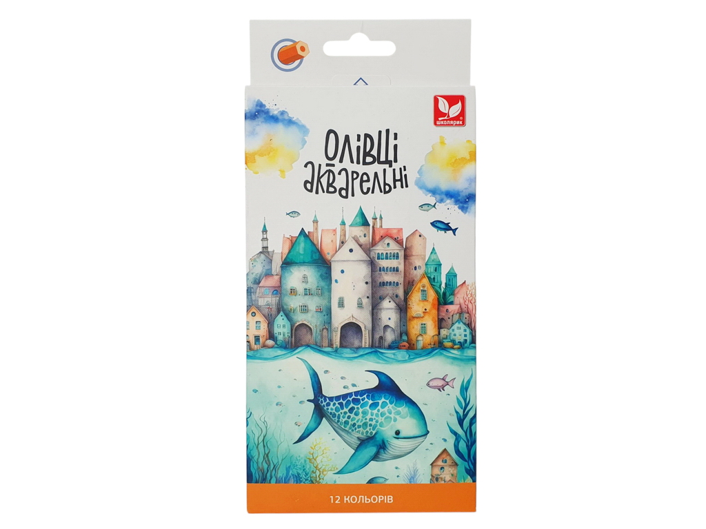 Карандаши акварельные шестигранные, 12 цветов с кисточкой