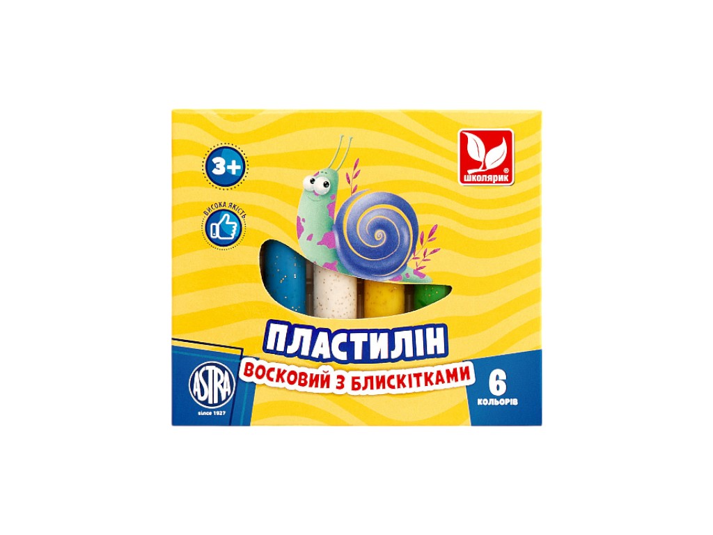 Пластилин круглый с блестками, 6 цветов