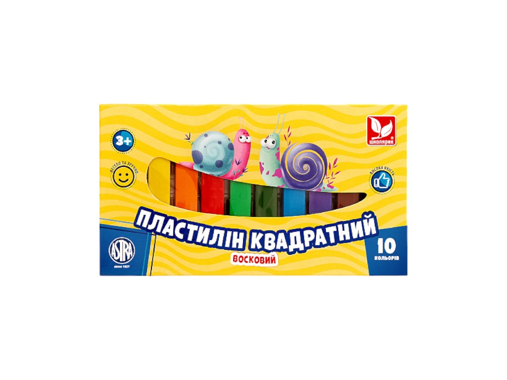 Пластилин квадратный восковой 10 цветов