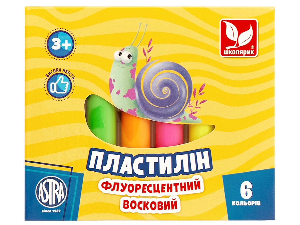 Пластилін флуоресцентний 6 кольорів, Школярик 83811906-UA