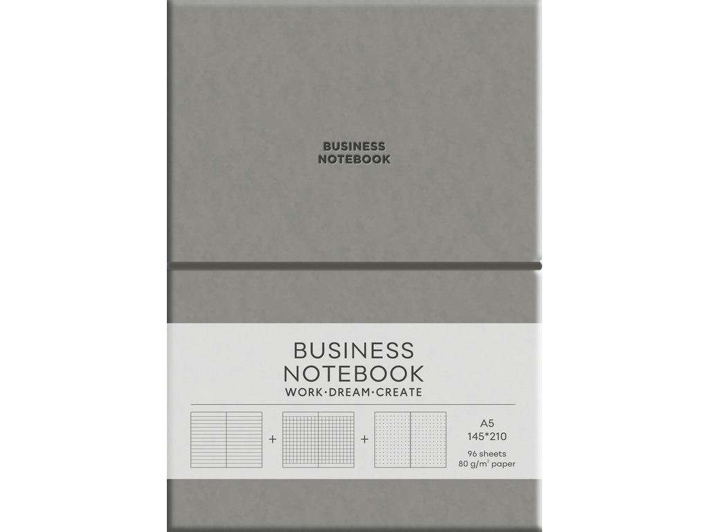 Тетрадь Business Gray A5 96 л. в линию A5-7134, PU переплет, Школярик