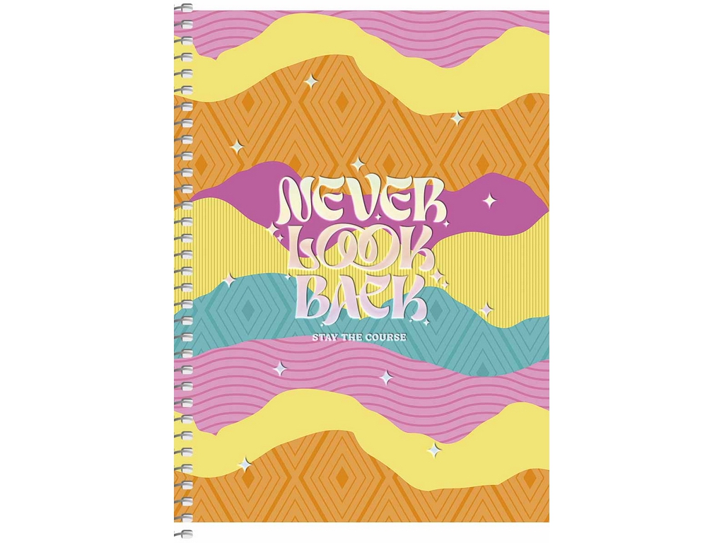 Тетрадь для записей спиральная Never Look Back, A5, 80 листов, в клетку, тиснение, 8 видов,Школярик
