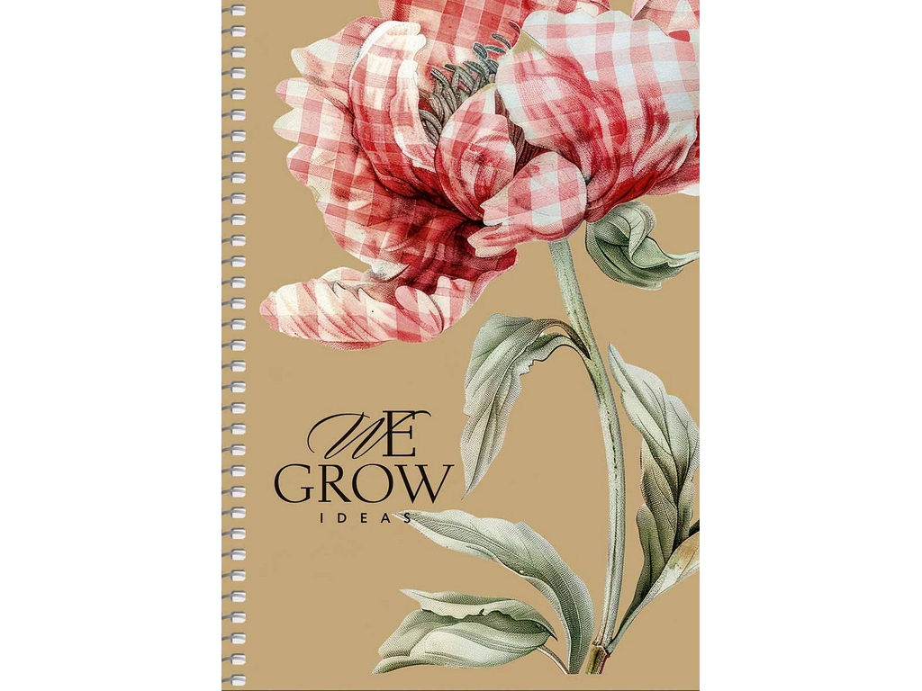 Зошит А5 на спiралі We Grow Ideas, 96 аркушів, у клітинку, крафт-картон, мікс видів