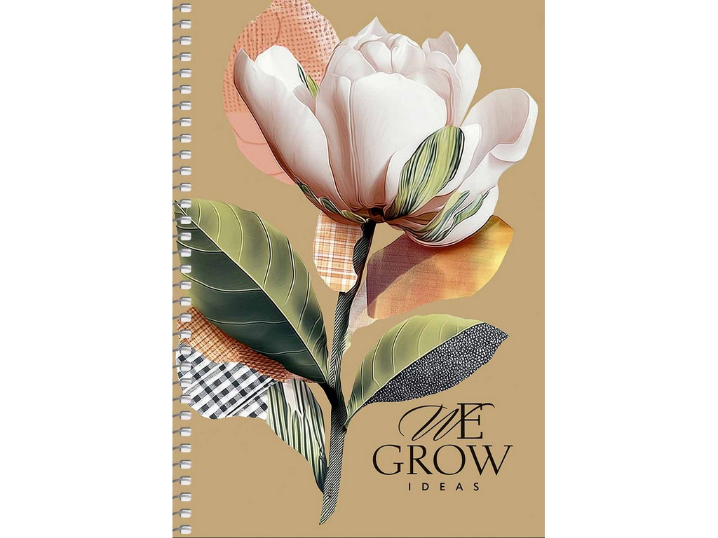 Зошит А5 на спiралі We Grow Ideas, 96 аркушів, без лініювання, крафт-картон, мікс видів