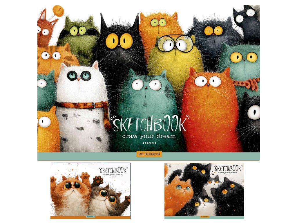 Альбом для малювання Star Sketchbook Cats, А4, 20 аркушів, мікс видів