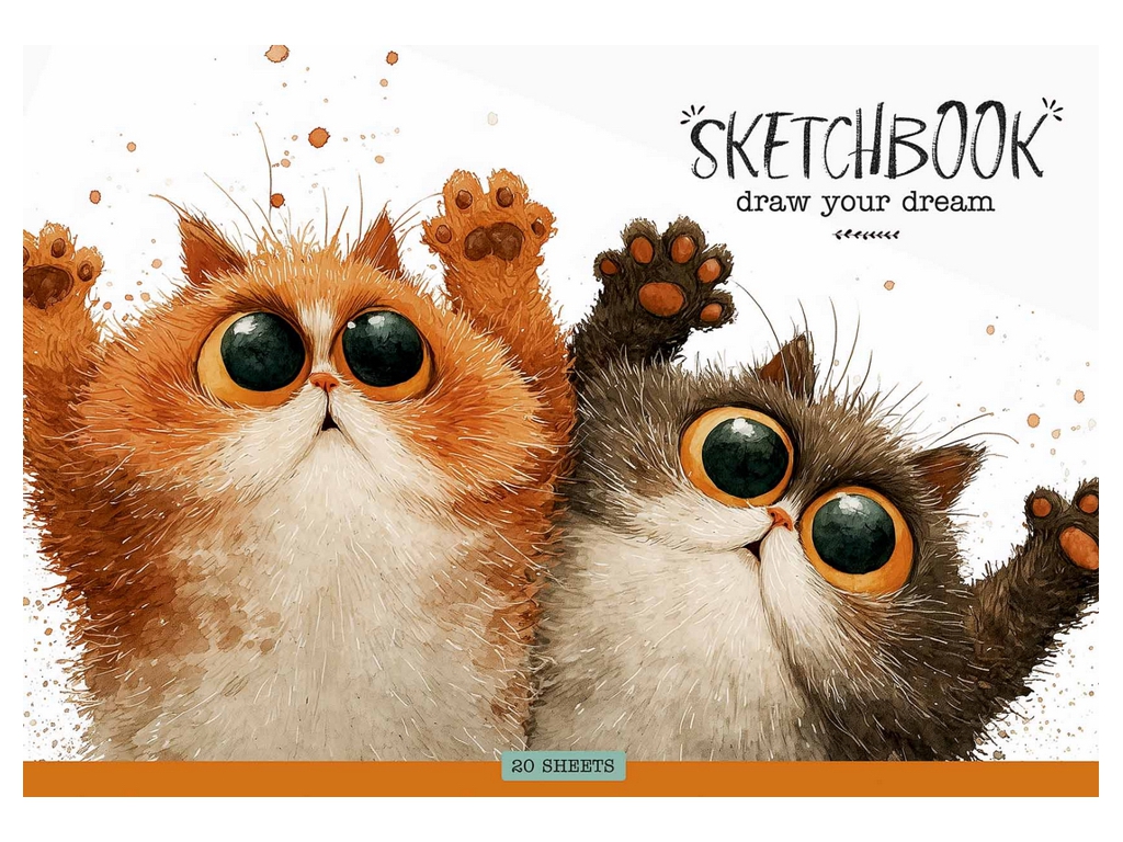 Альбом для малювання Star Sketchbook Cats, А4, 20 аркушів, мікс видів