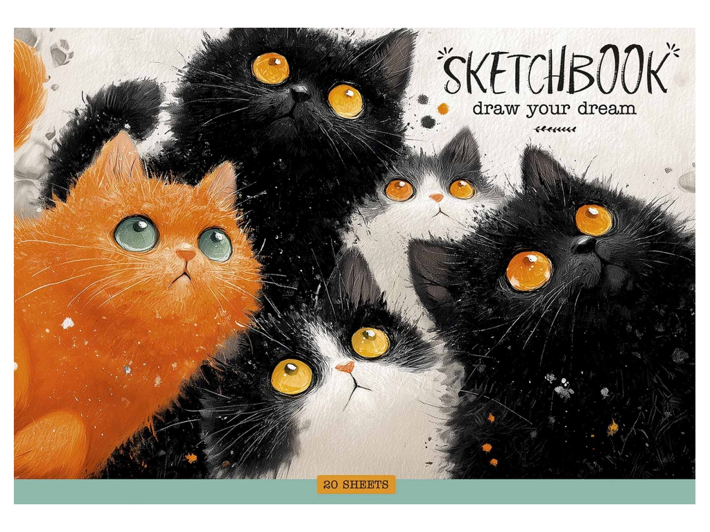 Альбом для малювання Star Sketchbook Cats, А4, 20 аркушів, мікс видів