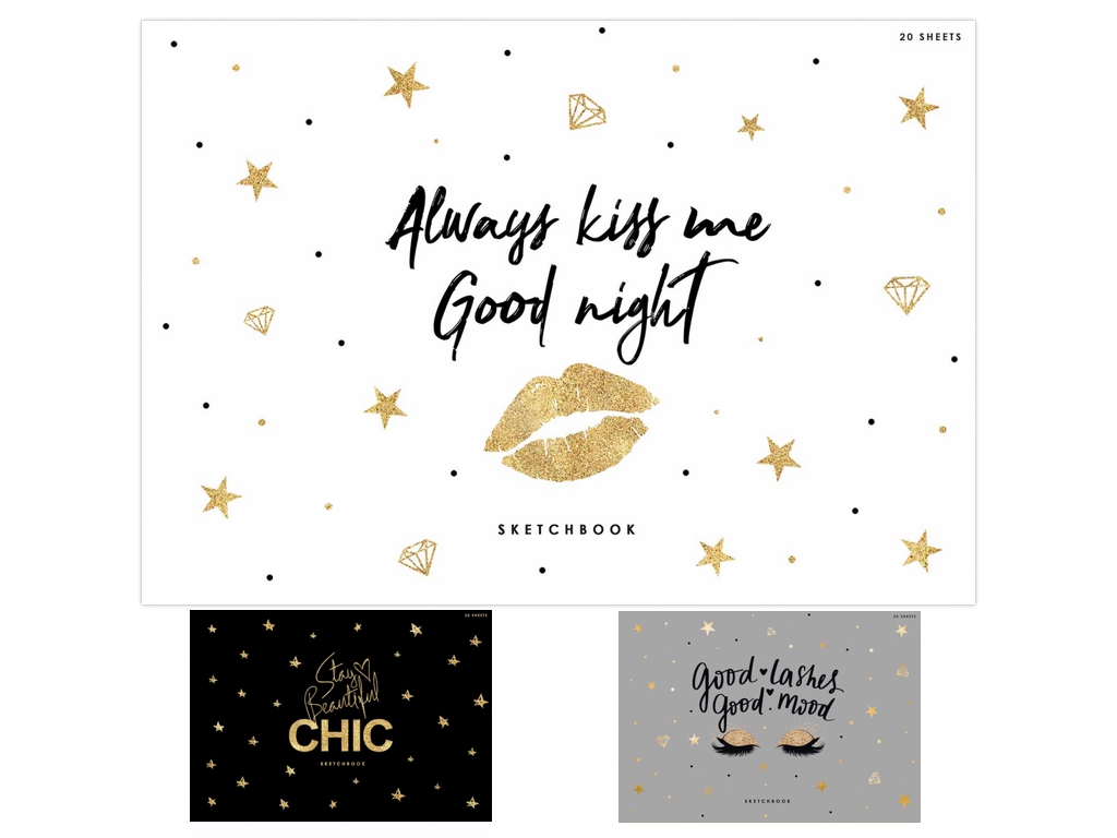 Альбом для малювання Star Sketchbook Always Kiss Me, А4, 20 аркушів, мікс видів