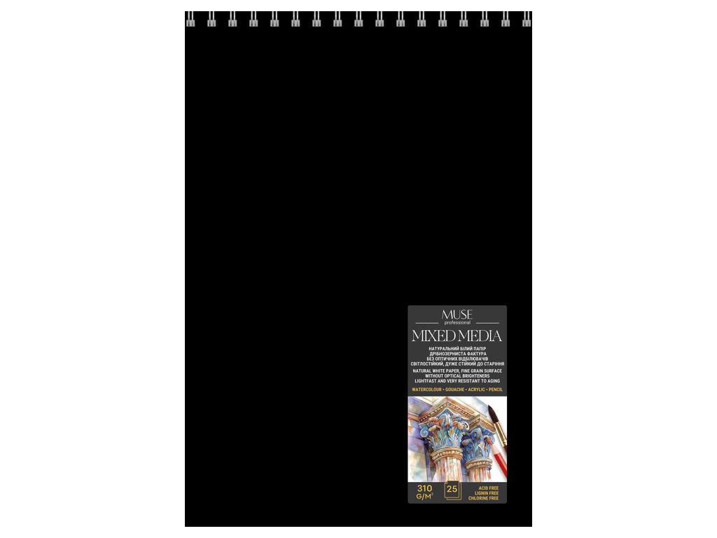 Блок для смешанных техник рисования на пружине А4 PB-SC-025-344, 25 л., 310 г/м2, Школярик