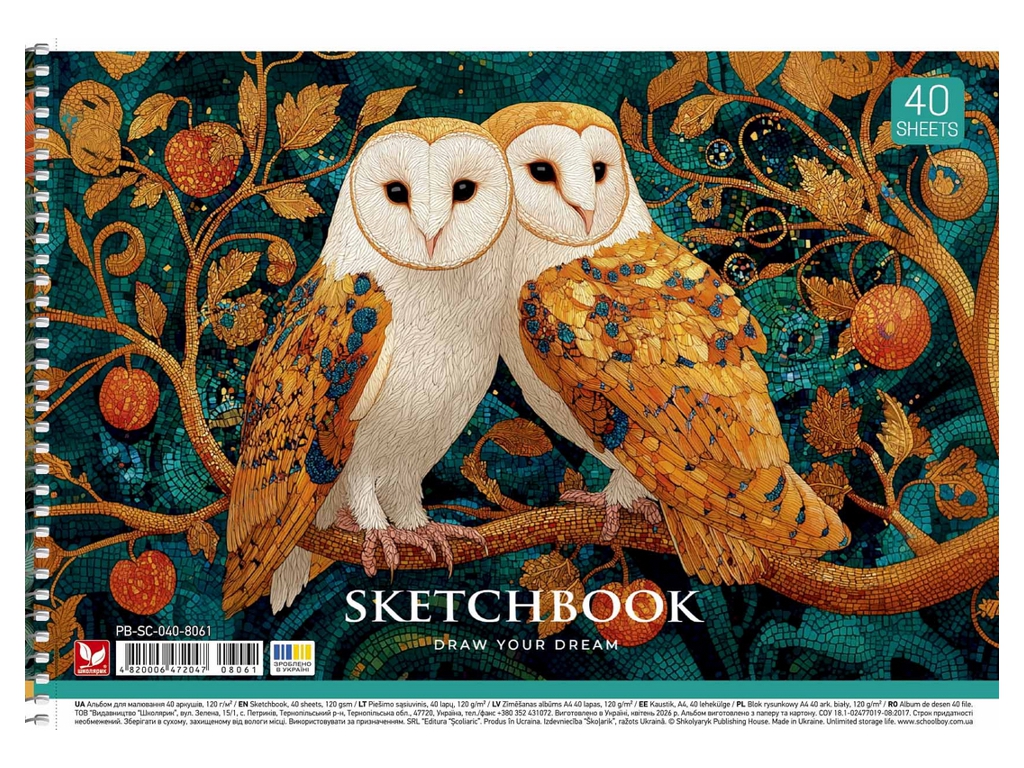Альбом для рисования на спирали Sketch Book, А4, 40 листов, микс видов