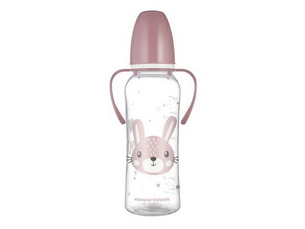 Стандартная бутылочка с ручками 250 мл CUTE ANIMALS – розовая. Canpol Babies 11/845_pin