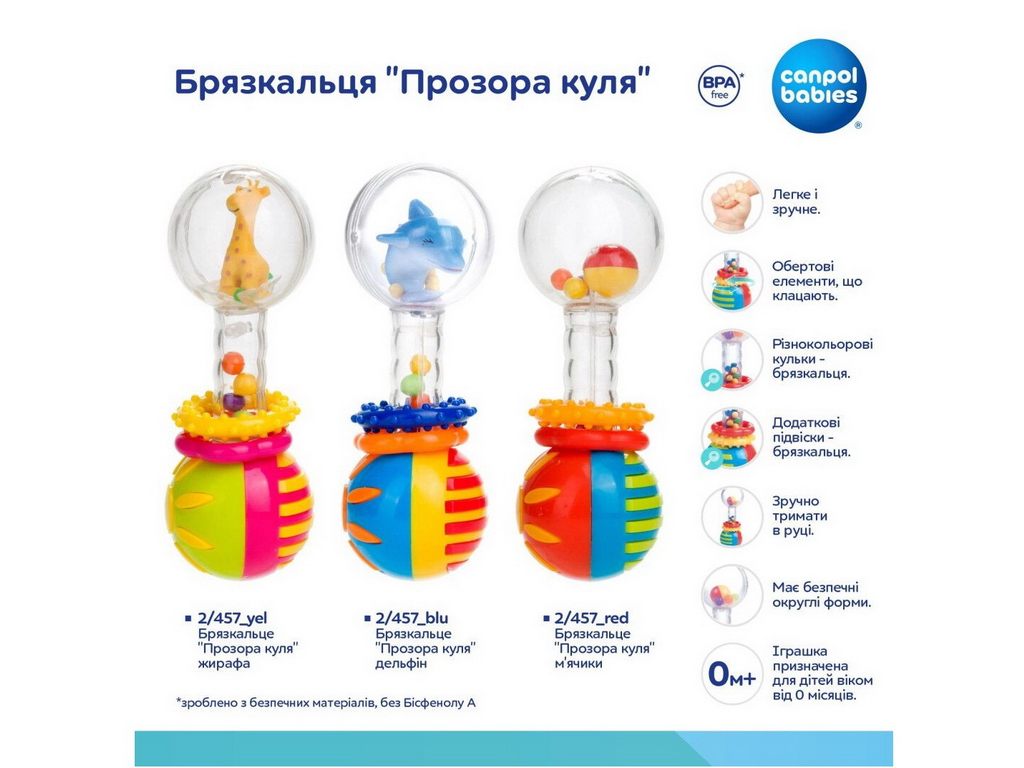 Брязкальце Прозора куля дельфін, Canpol Babies