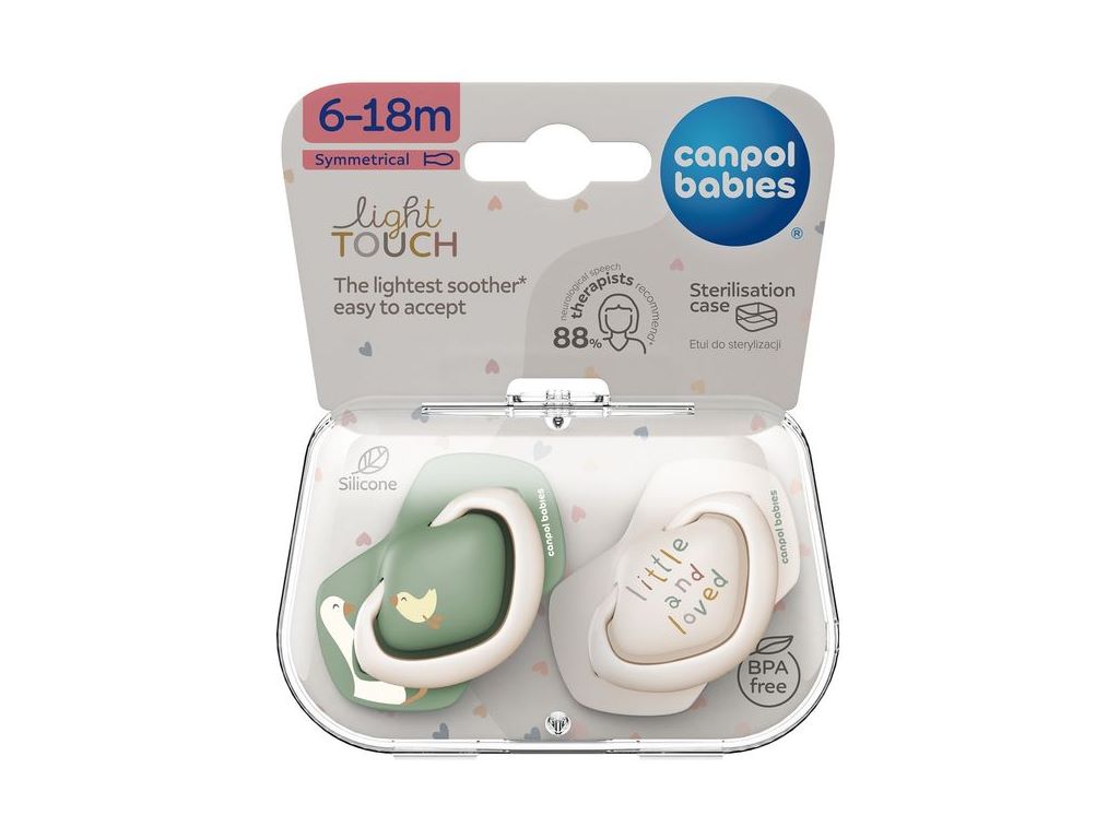 Пустышка силиконовая симметричная Гуси Light Touch, 6-18 мес, 22/668, Canpol Babies