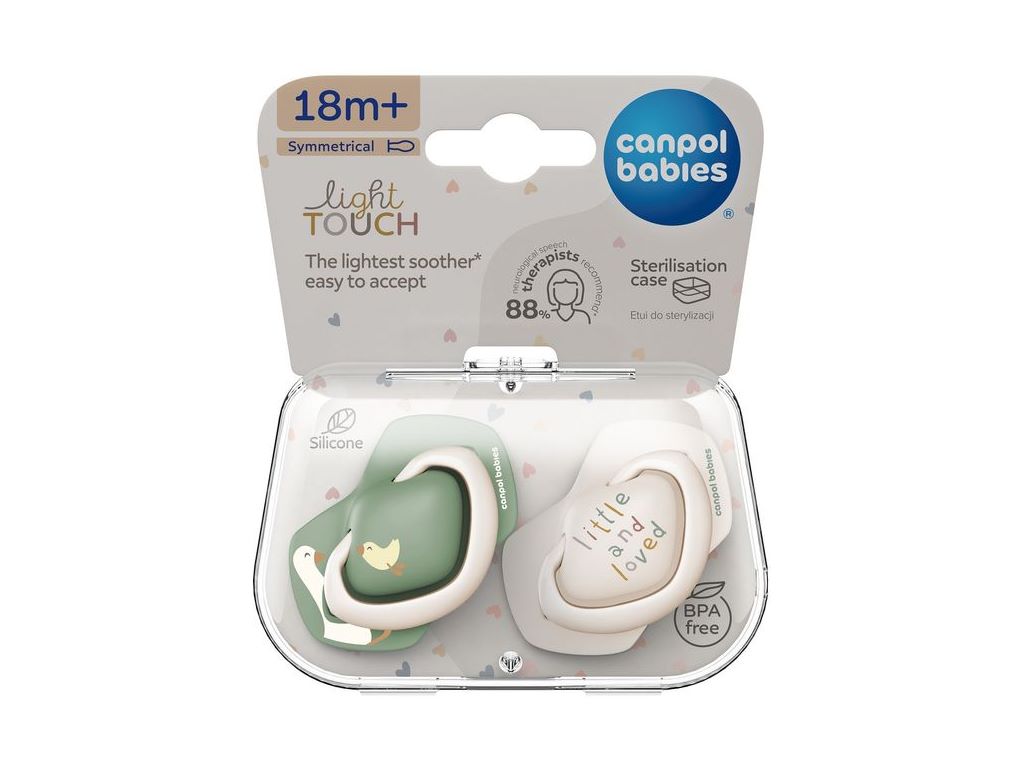Пустышка силиконовая, Light Touch Гуси, 2 шт, 18 мес+, 22/669, Canpol Babies