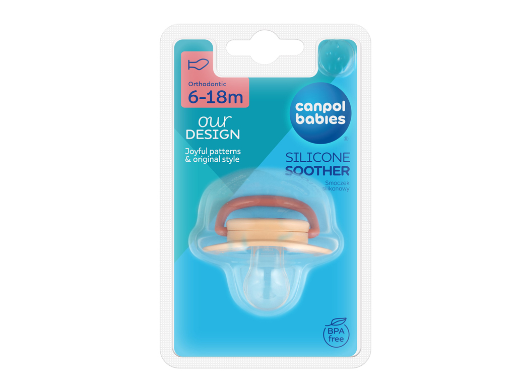 Пустышка силиконовая анатомическая 6-18 м-цев - розовая, Canpol babies 23/257_pin2