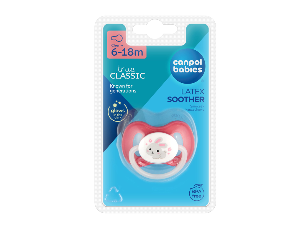 Пустышка латексная круглая 6-18 м Bunny &amp; Company розовая, Canpol babies 23/278_pin_new