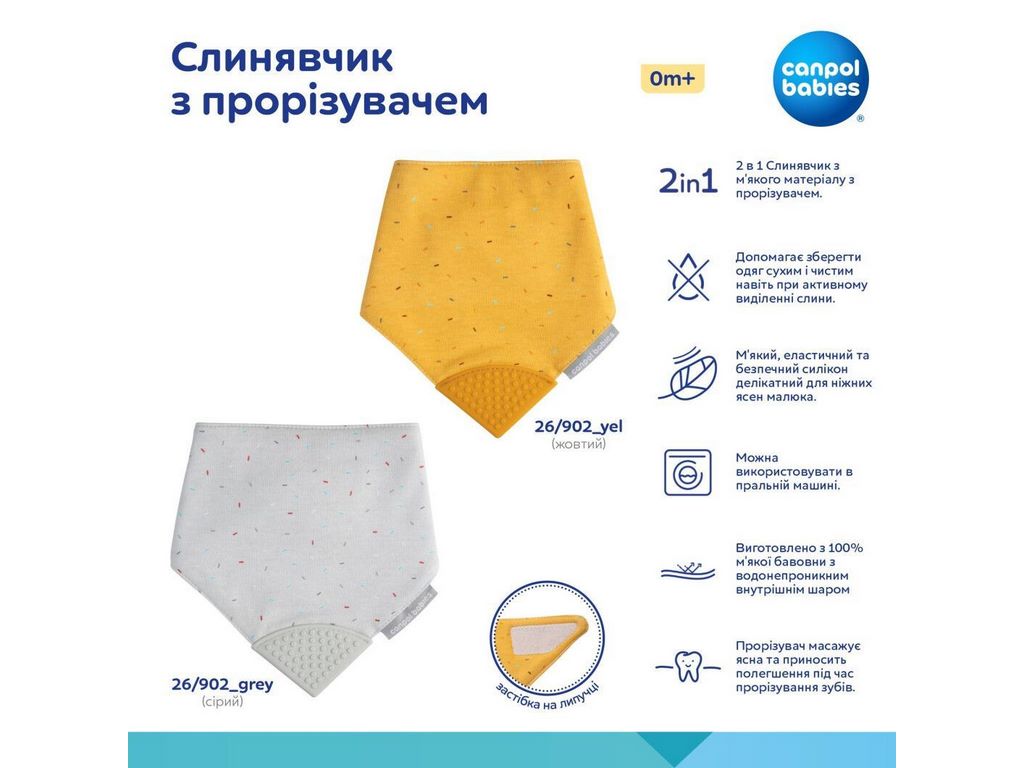 Слюнявчик с прорезывателем серый, 26/902_GREY, Canpol Babies