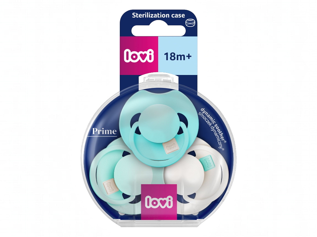 Пустышка силиконовая динамическая LOVI Prime 18+ мес 3 шт Aqua Green, LOVI 34/453