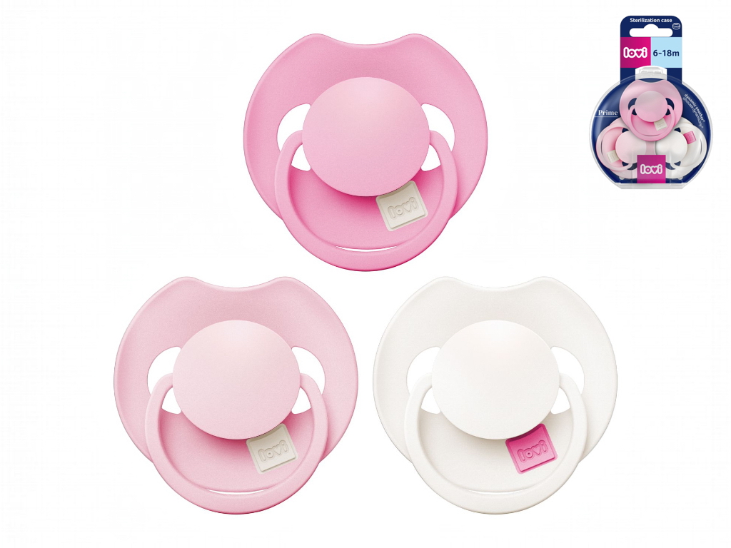 Пустышка силиконовая динамическая LOVI Prime 6-18 мес 3 шт Peony Pink, LOVI 34/455