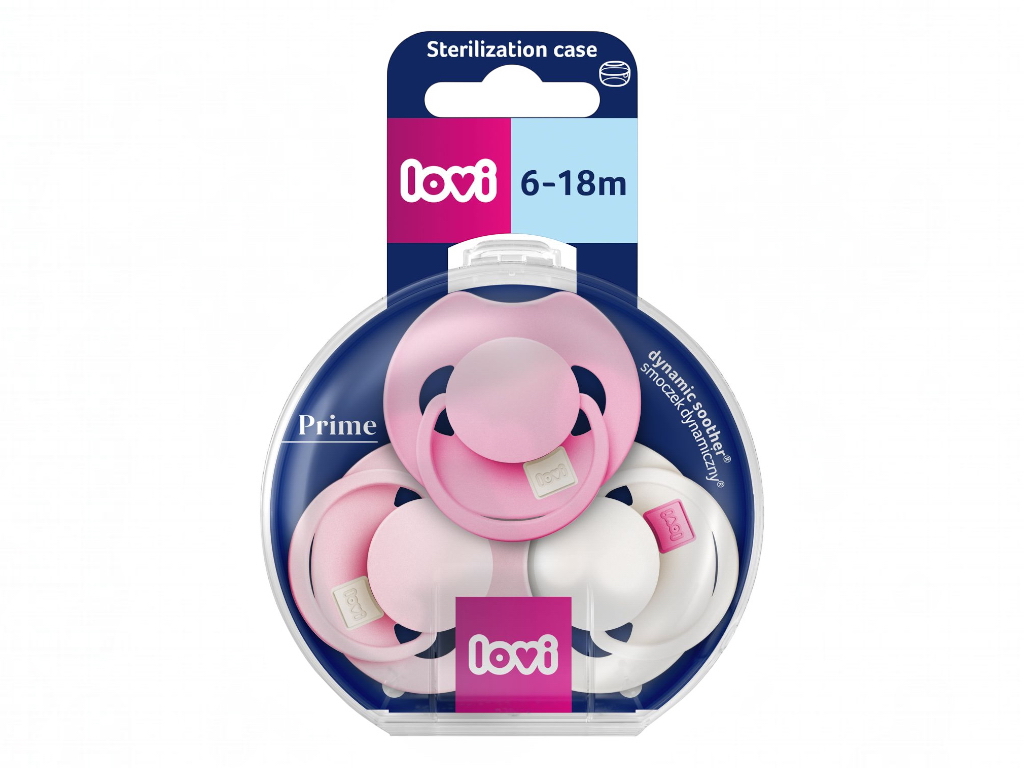 Пустышка силиконовая динамическая LOVI Prime 6-18 мес 3 шт Peony Pink, LOVI 34/455