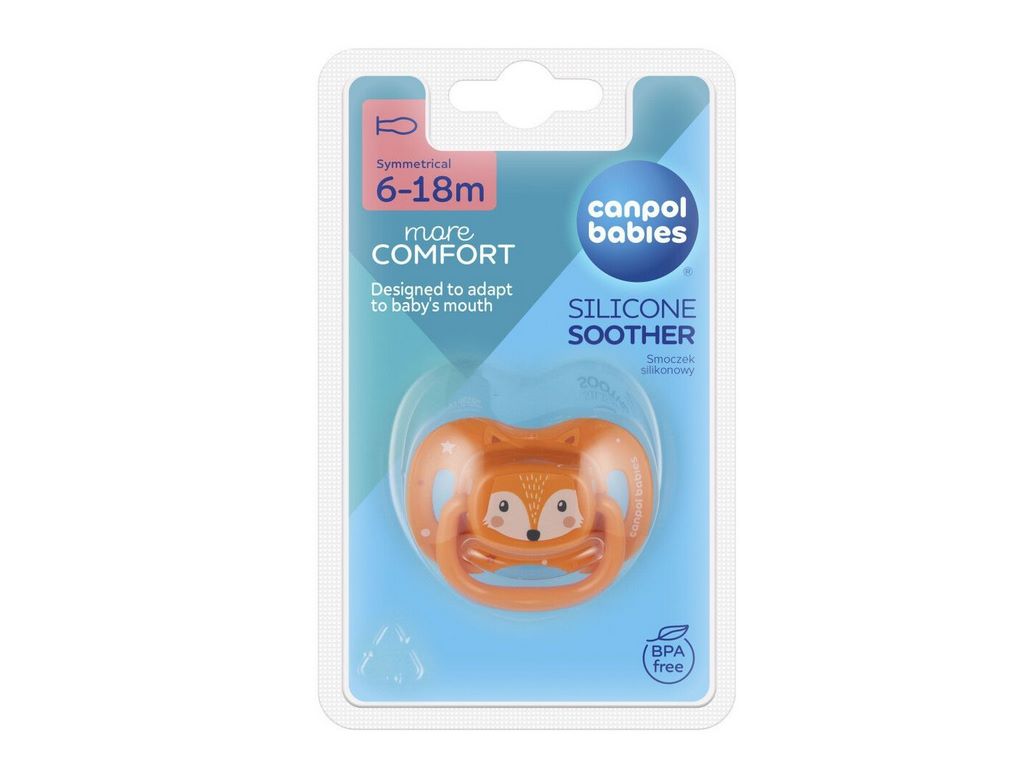Пустышка силиконовая симметричная Cute Animals, 6-18 мес, 34/925_ora, Canpol Babies