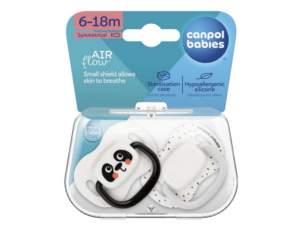 Пустышка силиконовая симметричная BabiesBoo 2 шт, 6-18 мес, 34/928_whi, Canpol Babies