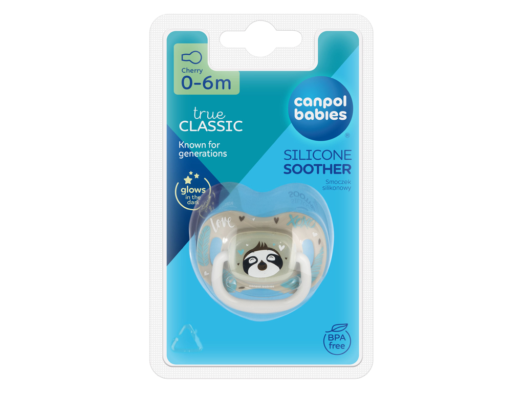 Пустышка силиконовая круглая 0-6 м-цев EXOTIC ANIMALS ленивец, Canpol babies 34/933_leni