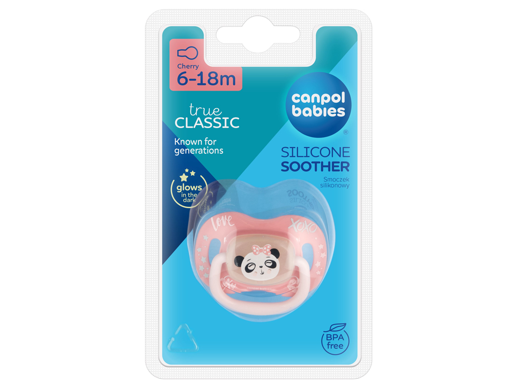 Пустышка силиконовая круглая 6-18 м-цев EXOTIC ANIMALS панда, Canpol babies 34/934_panda