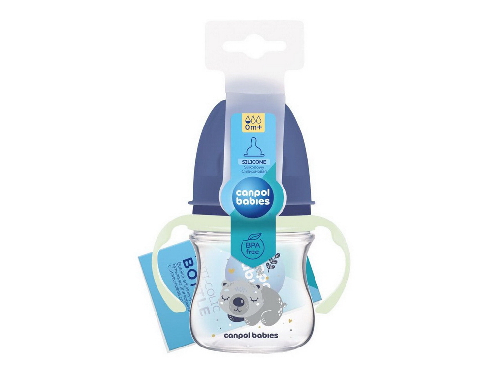 Бутылка антиколиковая с широким отверстием 120 мл Easystart Sleepy Koala – голубая. Canpol Babies 35