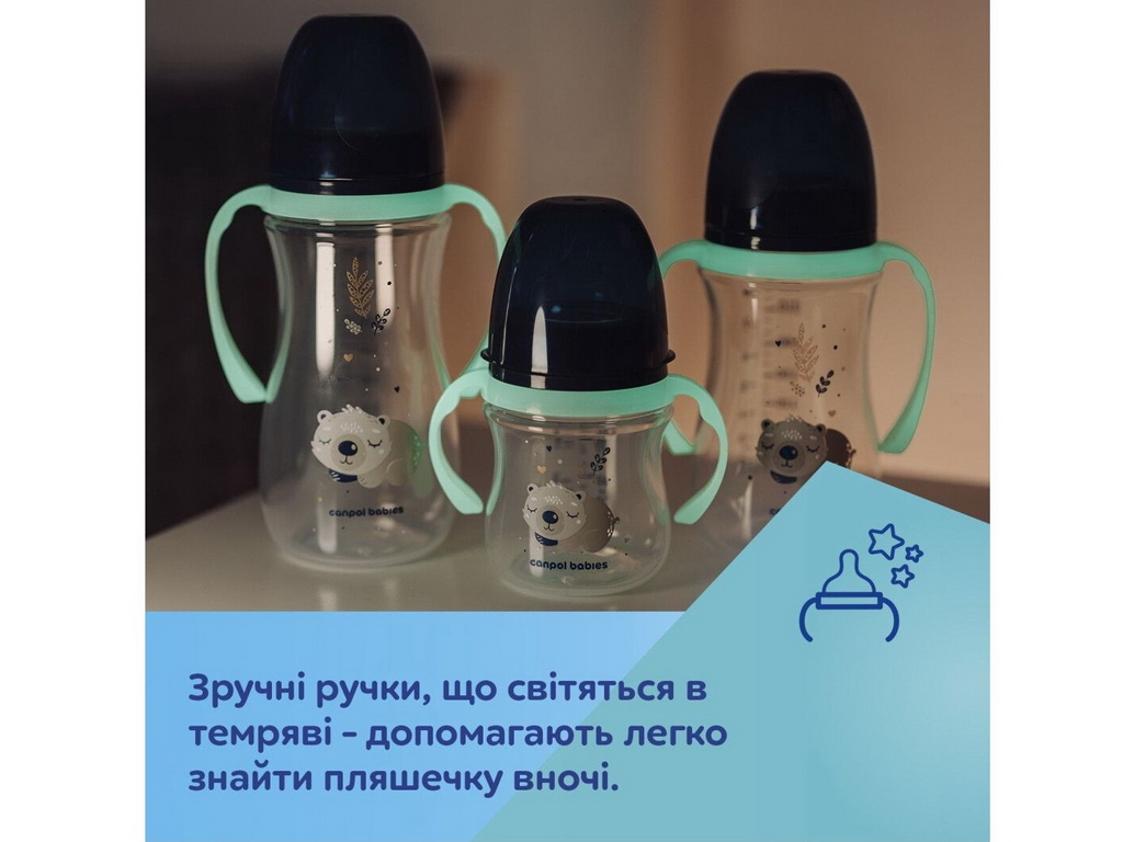 Бутылка антиколиковая с широким отверстием 120 мл Easystart Sleepy Koala – голубая. Canpol Babies 35