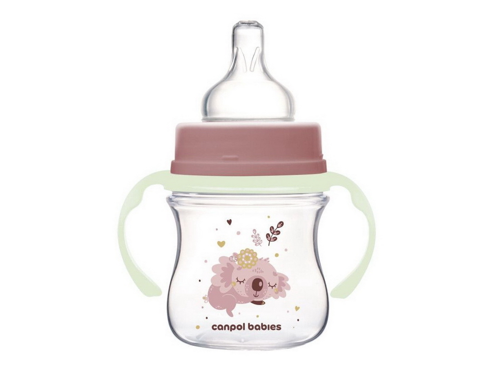 Бутылка антиколиковая с широким отверстием 120 мл Easystart Sleepy Koala - розовая. Canpol Babies 35