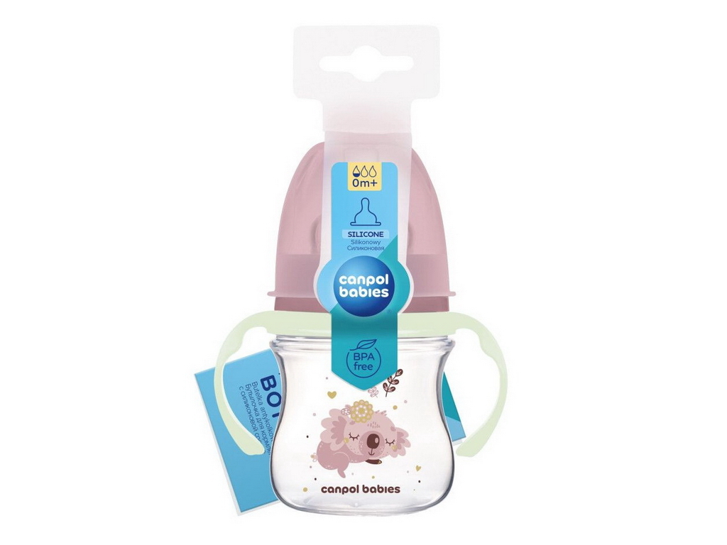 Бутылка антиколиковая с широким отверстием 120 мл Easystart Sleepy Koala - розовая. Canpol Babies 35