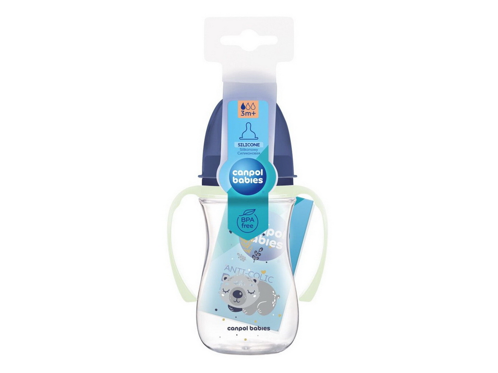 Бутылка антиколиковая с широким отверстием 240 мл Easystart Sleepy Koala – голубая. Canpol Babies 35