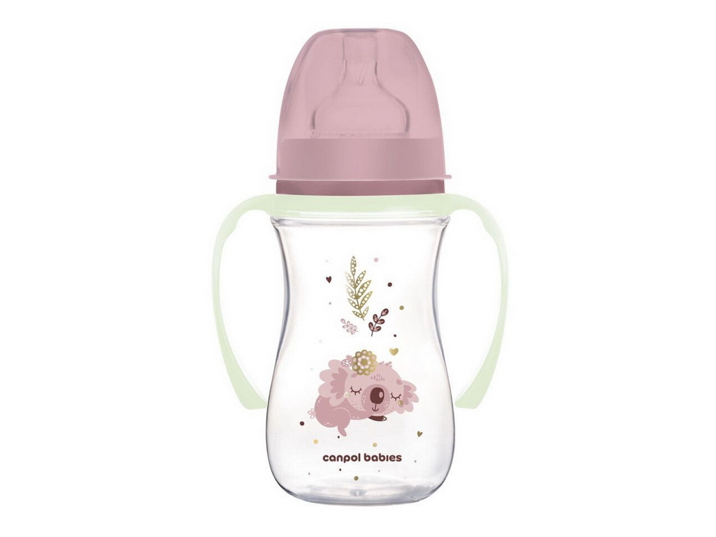 Бутылка антиколиковая с широким отверстием 240 мл Easystart Sleepy Koala - розовая. Canpol Babies 35