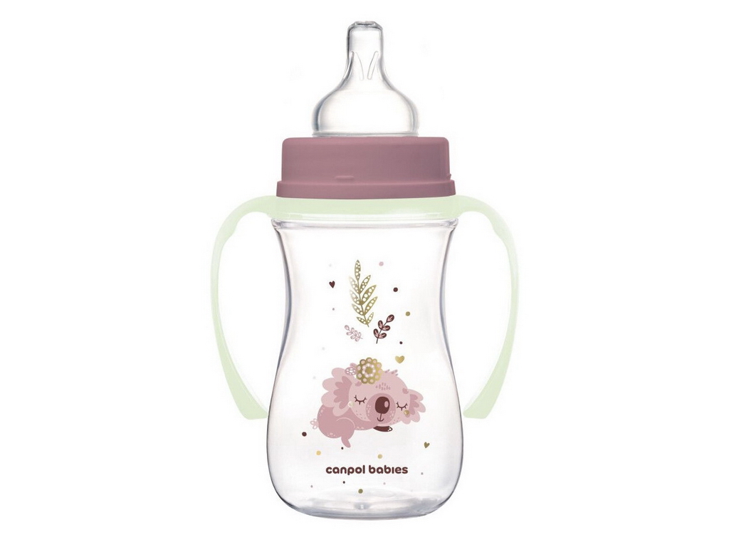 Бутылка антиколиковая с широким отверстием 240 мл Easystart Sleepy Koala - розовая. Canpol Babies 35