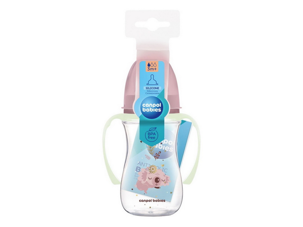 Бутылка антиколиковая с широким отверстием 240 мл Easystart Sleepy Koala - розовая. Canpol Babies 35