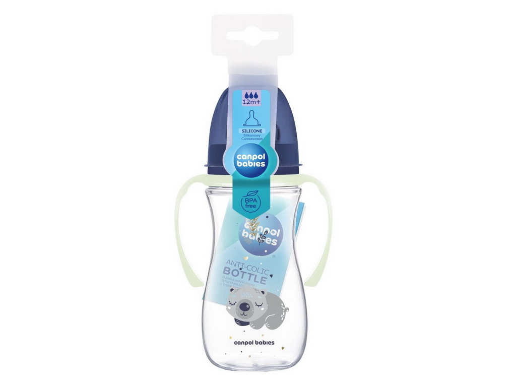 Бутылка антиколиковая с широким отверстием 300 мл Easystart Sleepy Koala – голубая. Canpol Babies 35