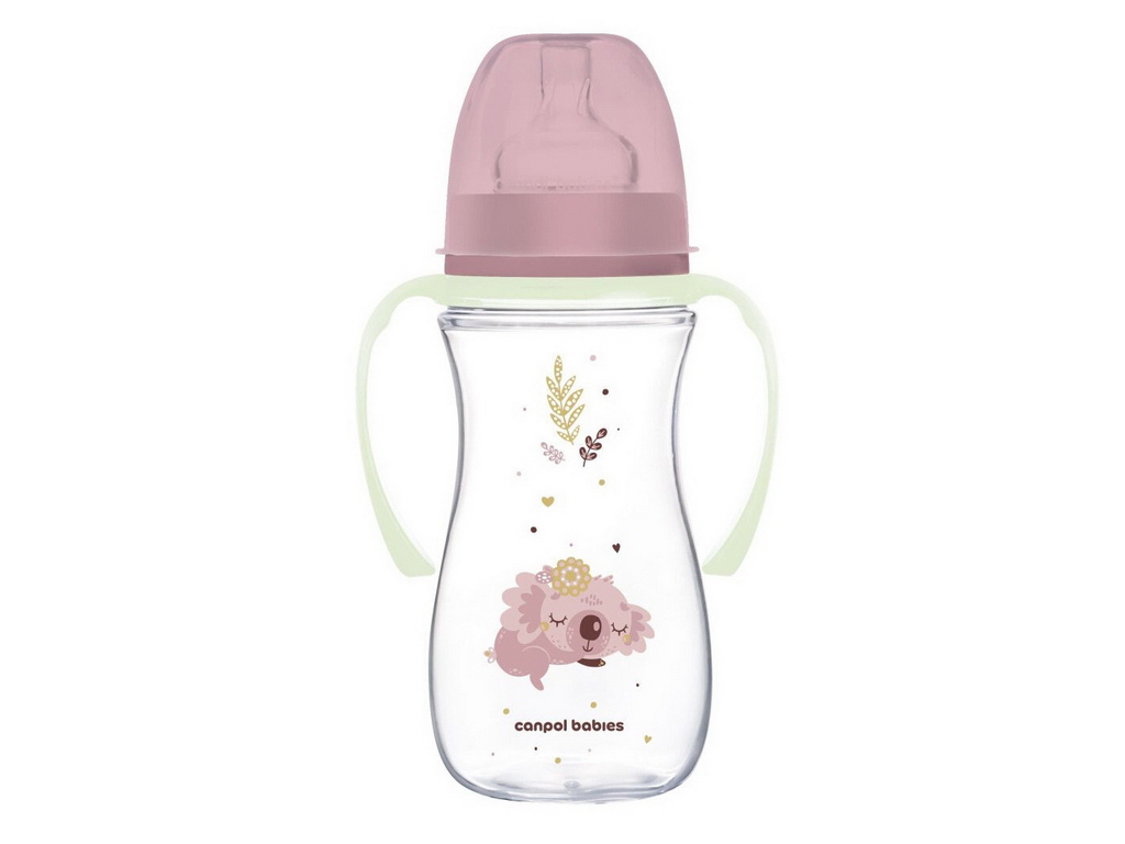 Бутылка антиколиковая с широким отверстием 300 мл Easystart Sleepy Koala - розовая. Canpol Babies 35