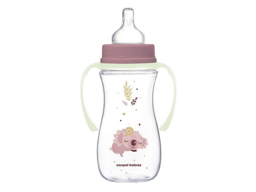 Бутылка антиколиковая с широким отверстием 300 мл Easystart Sleepy Koala - розовая. Canpol Babies 35