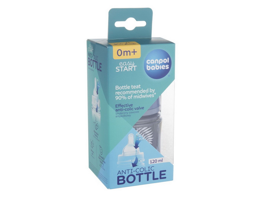 Бутылка антиколиковая с широким отверстием 120 мл Easystart GOLD - голубая. Canpol Babies 35/239_blu