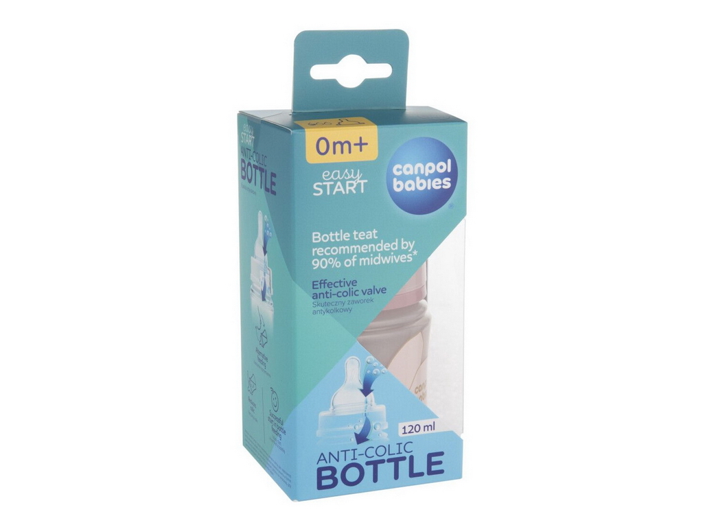 Бутылка антиколиковая с широким отверстием 120 мл Easystart GOLD - розовая. Canpol Babies 35/239_pin
