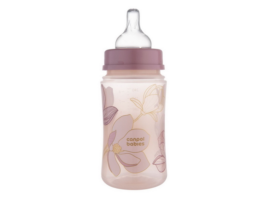Бутылка антиколиковая с широким отверстием 240 мл Easystart GOLD - розовая. Canpol Babies 35/240_pin