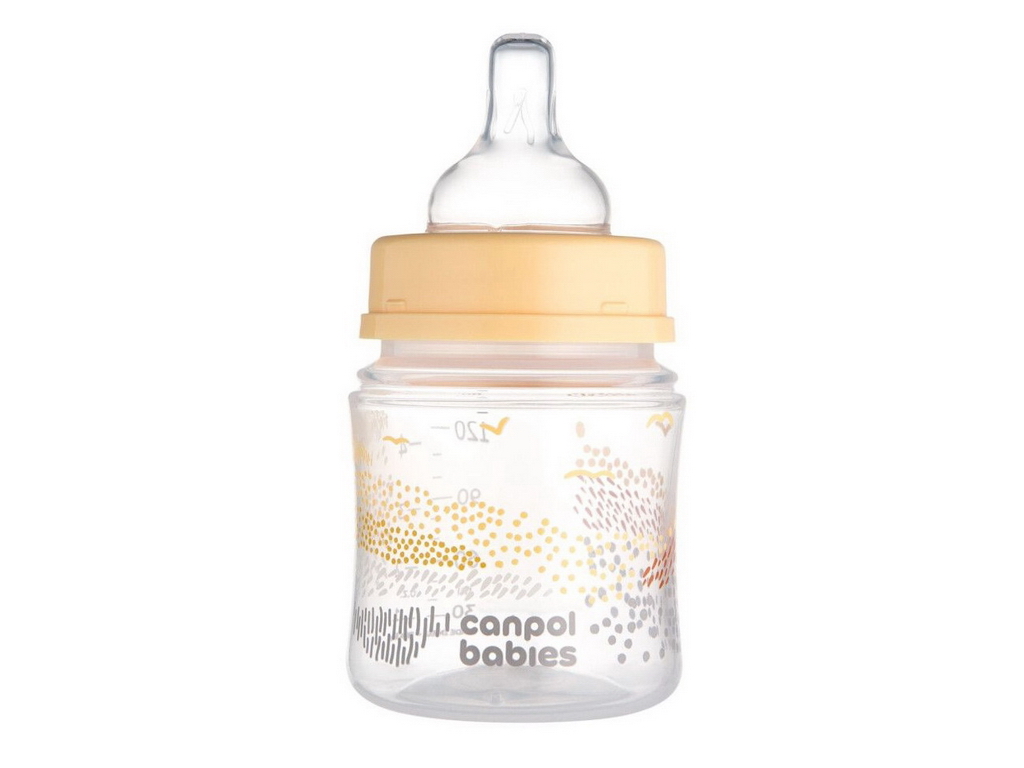 Бутылка антиколиковая с широким отверстием 120 мл Easystart MOUNTAINS - бежевая. Canpol Babies 35/24