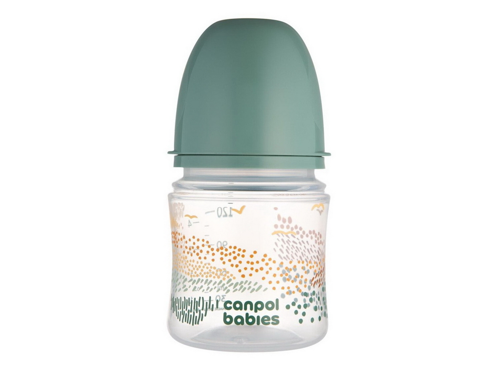 Бутылка антиколиковая с широким отверстием 120 мл Easystart MOUNTAINS – зеленая. Canpol Babies 35/24