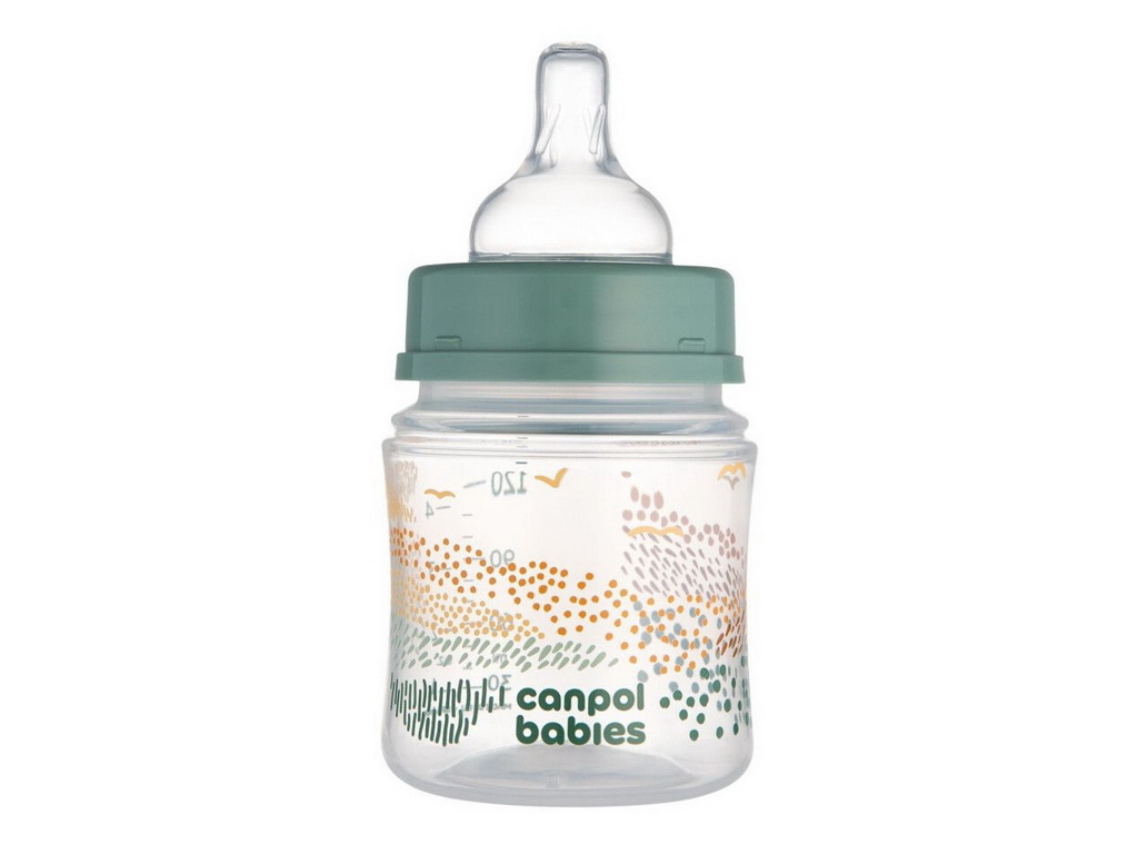 Бутылка антиколиковая с широким отверстием 120 мл Easystart MOUNTAINS – зеленая. Canpol Babies 35/24