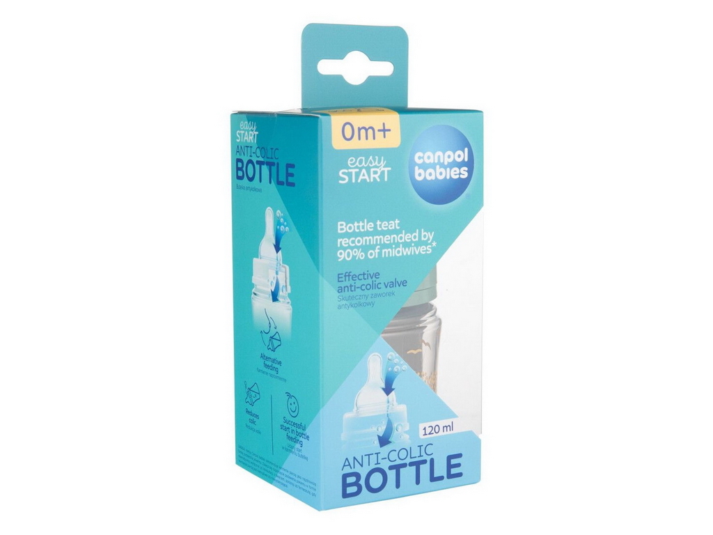 Бутылка антиколиковая с широким отверстием 120 мл Easystart MOUNTAINS – зеленая. Canpol Babies 35/24
